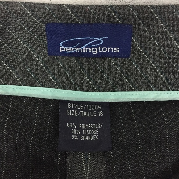 Penningtons Pinstripe Pants Womens Plus Size 18 Gray Straight Leg Trousers - Picture 8 of 9